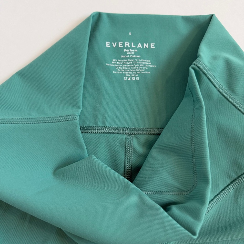 Everlane Womens The Perform Ankle Leggings Sz S Green Interior Pocket High Waist - Picture 2 of 7